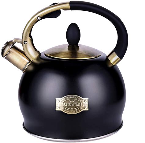 The whistling kettle - GGC Tea Kettle for Stove Top, Loud Whistling Kettle for Boiling Water Coffee or Milk, 3.1 Quart 3L Heavy Stainless Steel Black Kettle with Wood Pattern Handle, Unique Button Control Kettle Outlet. 4.5 out of 5 stars. 829. 700+ bought in past month. $29.99 $ 29. 99.